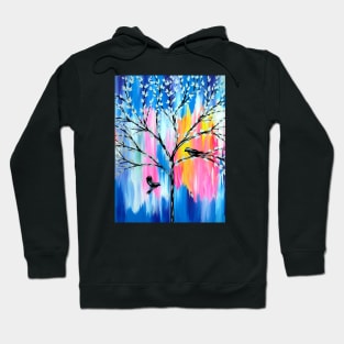 Blue, pink and birds Hoodie